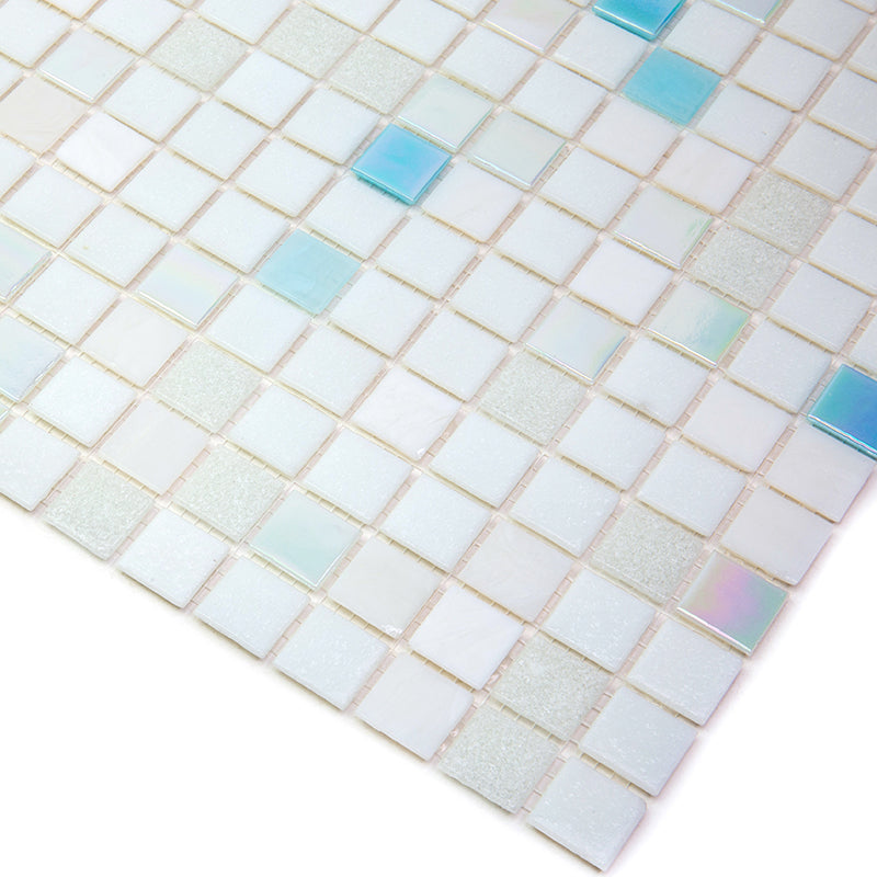 Cotton White 12x12 Glossy Glass Uniform Square Mosaic Tile (20 pack, 20 sq ft/case) - Sample