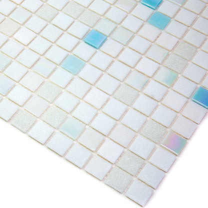 Cotton White 12x12 Glossy Glass Uniform Square Mosaic Tile (20 pack, 20 sq ft/case) - Sample