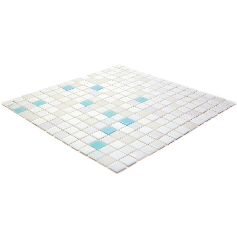 Cotton White 12x12 Glossy Glass Uniform Square Mosaic Tile (20 pack, 20 sq ft/case) - Sample
