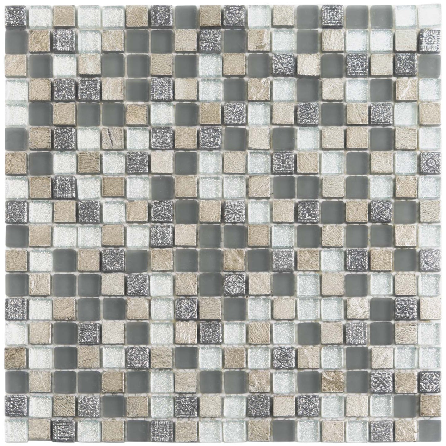 Blue Gray 12x12 Glossy Foiled Square Glass Resin Stone Mosaic Tile (5 pack, 4.75 sq ft/case)