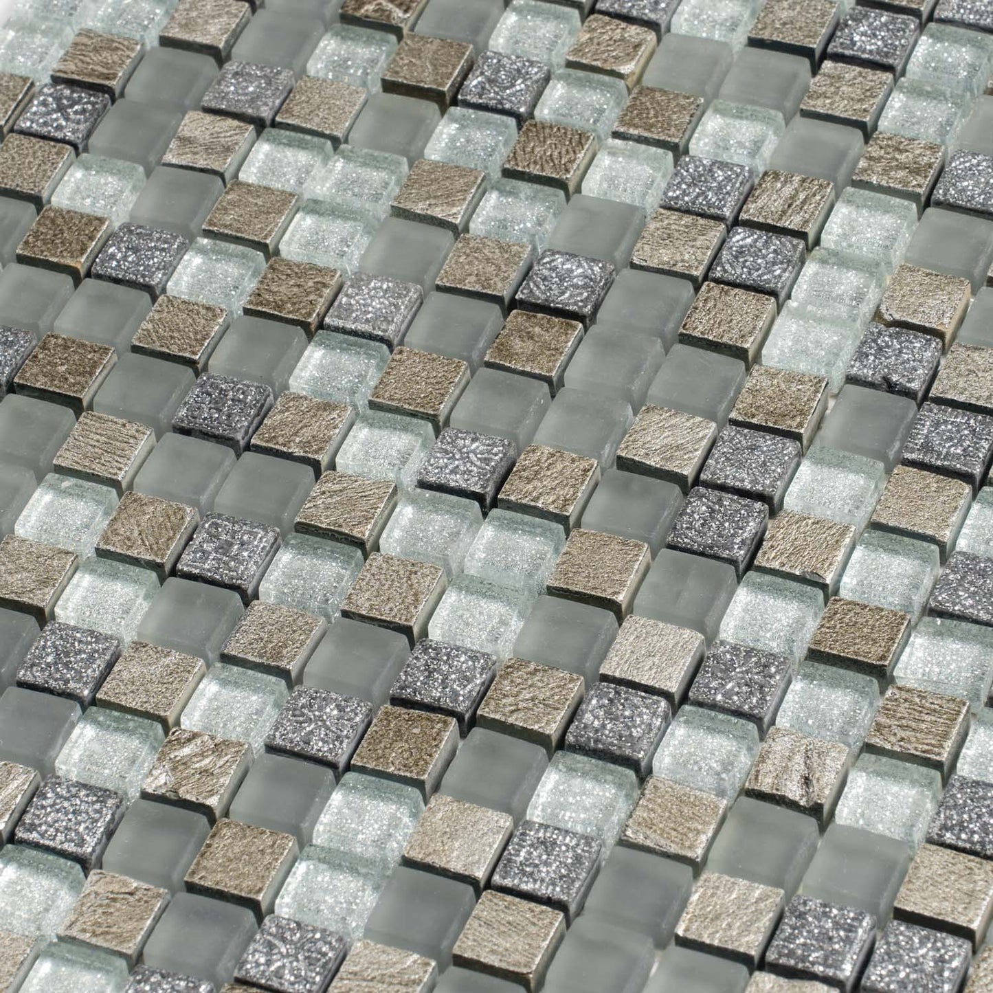Blue Gray 12x12 Glossy Foiled Square Glass Resin Stone Mosaic Tile (5 pack, 4.75 sq ft/case)