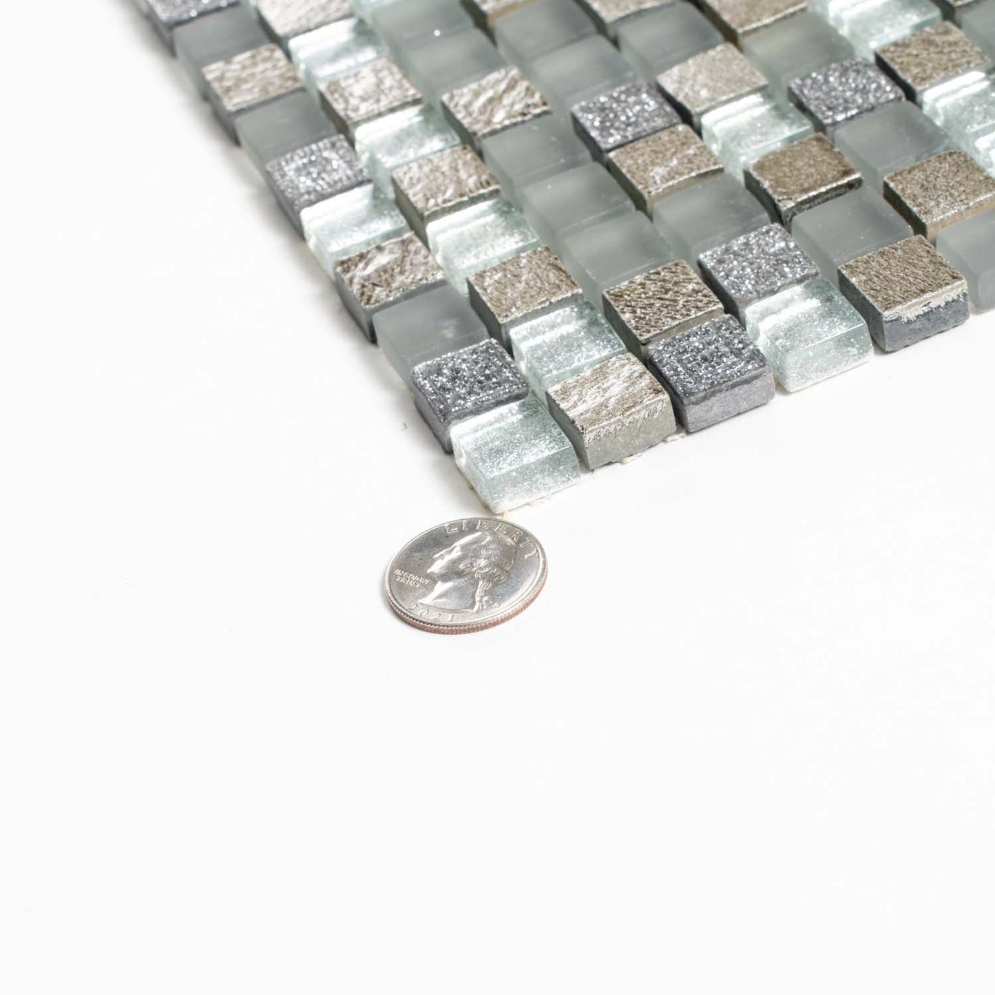 Blue Gray 12x12 Glossy Foiled Square Glass Resin Stone Mosaic Tile (5 pack, 4.75 sq ft/case)