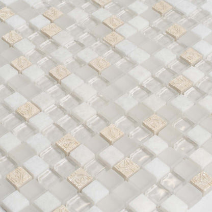 White 12x12 Glossy Foiled Square Glass Resin Stone Mosaic Tile (5 pack, 4.75 sq ft/case)