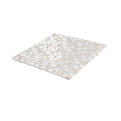White 12x12 Glossy Foiled Square Glass Resin Stone Mosaic Tile (5 pack, 4.75 sq ft/case) - Sample