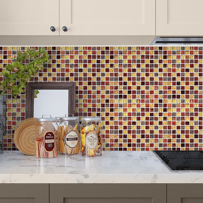 Gold Red 12x12 Glossy Foiled Square Glass Resin Stone Mosaic Tile (5 pack, 4.75 sq ft/case)