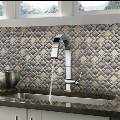 Gray Beige 11x11 Polished Matte Textured Square Glass Resin Stone Mosaic Tile (5 pack, 4.2 sq ft/case)