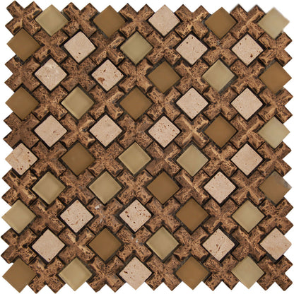 Brown 11x11 Polished Matte Textured Square Glass Resin Stone Mosaic Tile (5 pack, 4.2 sq ft/case) - Sample