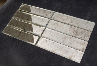 Antique Mirror Glossy and Beveled Glass Subway Tile (20 pack, 5 sq ft/case)