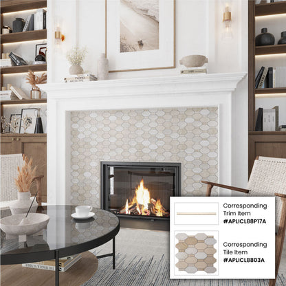 Beige 11x12 Polished Etched Hexagon Marble Mosaic Tile (5 pack, 4.66 sq ft/case) - Sample