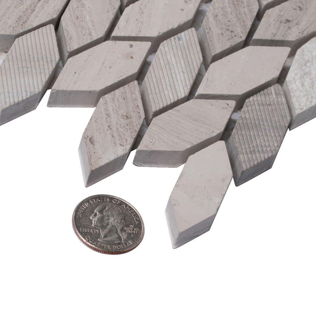 Wooden Grey 12x12 Polished Etched Hexagon Marble Mosaic Tile (5 pack, 4.92 sq ft/case)