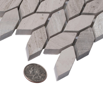 Gray 12x12 Polished Etched Hexagon Marble Mosaic Tile (5 pack, 4.92 sq ft/case) - Sample