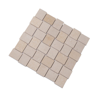 Beige 11x11 Polished Etched Brick Marble Mosaic Tile (5 pack, 4.13 sq ft/case) - Sample
