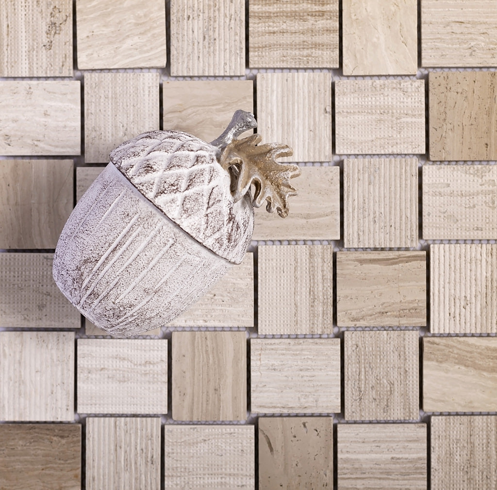 Wooden Grey 11x11 Polished Etched Brick Marble Mosaic Tile (5 pack, 4.13 sq ft/case)
