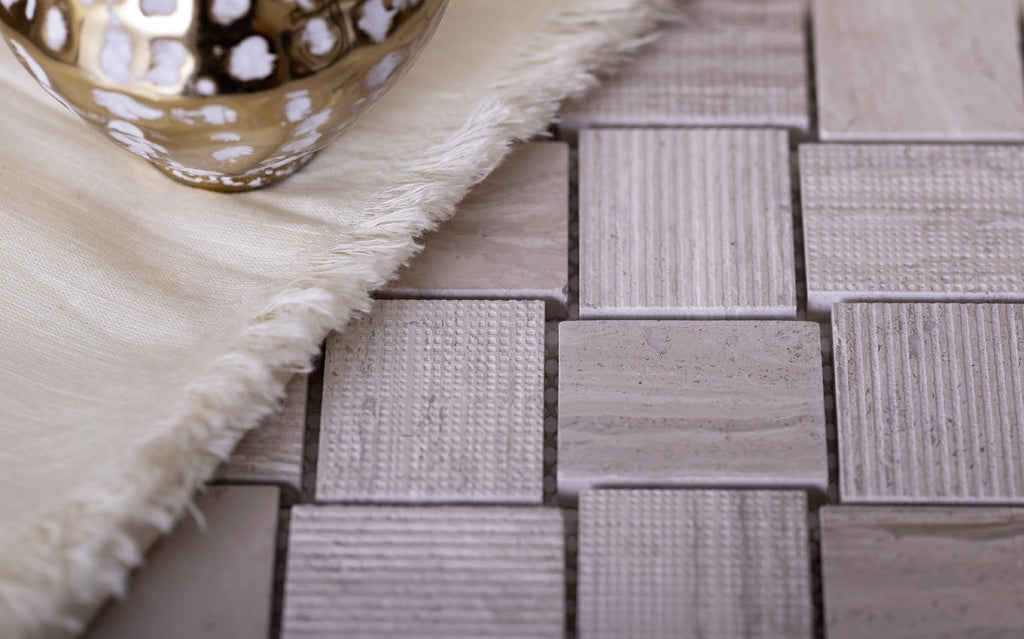 Wooden Grey 11x11 Polished Etched Brick Marble Mosaic Tile (5 pack, 4.13 sq ft/case)