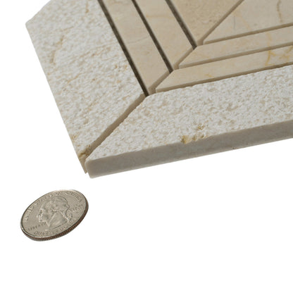 Beige 13x13 Polished Etched Herringbone Marble Mosaic Tile (5 pack, 6.09 sq ft/case) - Sample