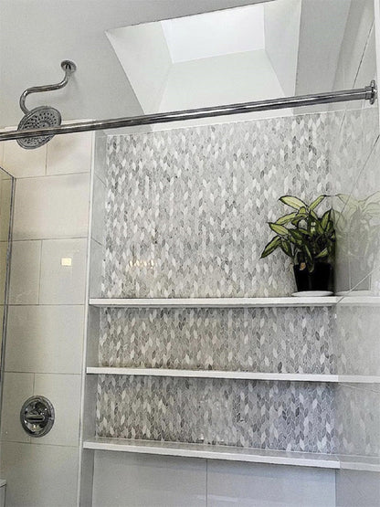 White Gray 12x12 Polished Etched Hexagon Bianco Carrara Marble Mosaic Tile (5 pack, 4.92 sq ft/case)