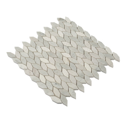 White Gray 12x12 Polished Etched Hexagon Marble Mosaic Tile (5 pack, 4.92 sq ft/case) - Sample
