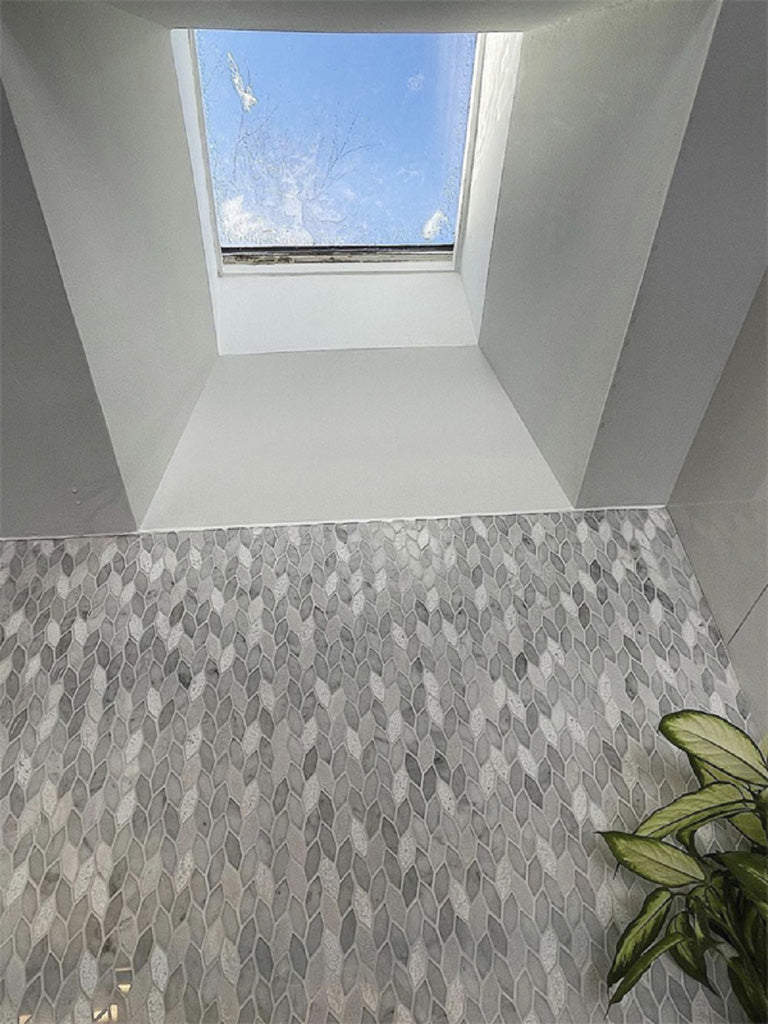 White Gray 12x12 Polished Etched Hexagon Bianco Carrara Marble Mosaic Tile (5 pack, 4.92 sq ft/case)
