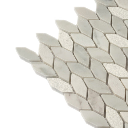 White Gray 12x12 Polished Etched Hexagon Marble Mosaic Tile (5 pack, 4.92 sq ft/case) - Sample