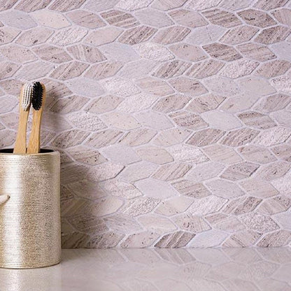 Beige 12x12 Polished Etched Hexagon Marble Mosaic Tile (5 pack, 4.92 sq ft/case) - Sample