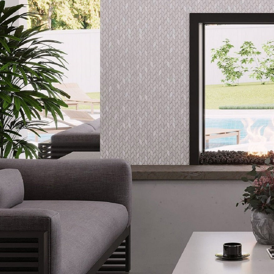 Gray 12x12 Polished Etched Hexagon Marble Mosaic Tile (5 pack, 4.92 sq ft/case) - Sample