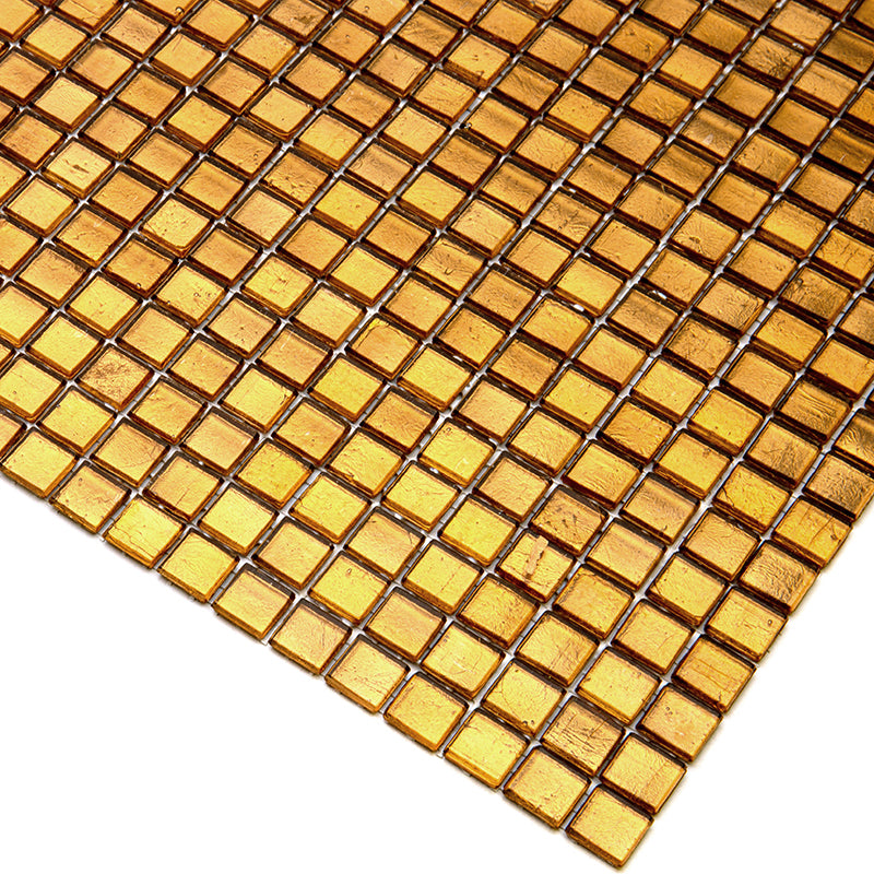 Goldenrod Brown 12x12 Glossy Uniform Square Glass Mosaic Tile (20 pack, 18.69 sq ft/case) - Sample