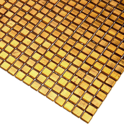 Goldenrod Brown 12x12 Glossy Uniform Square Glass Mosaic Tile (20 pack, 18.69 sq ft/case) - Sample