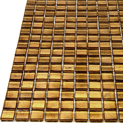 Goldenrod Brown 12x12 Glossy Uniform Square Glass Mosaic Tile (20 pack, 18.69 sq ft/case)