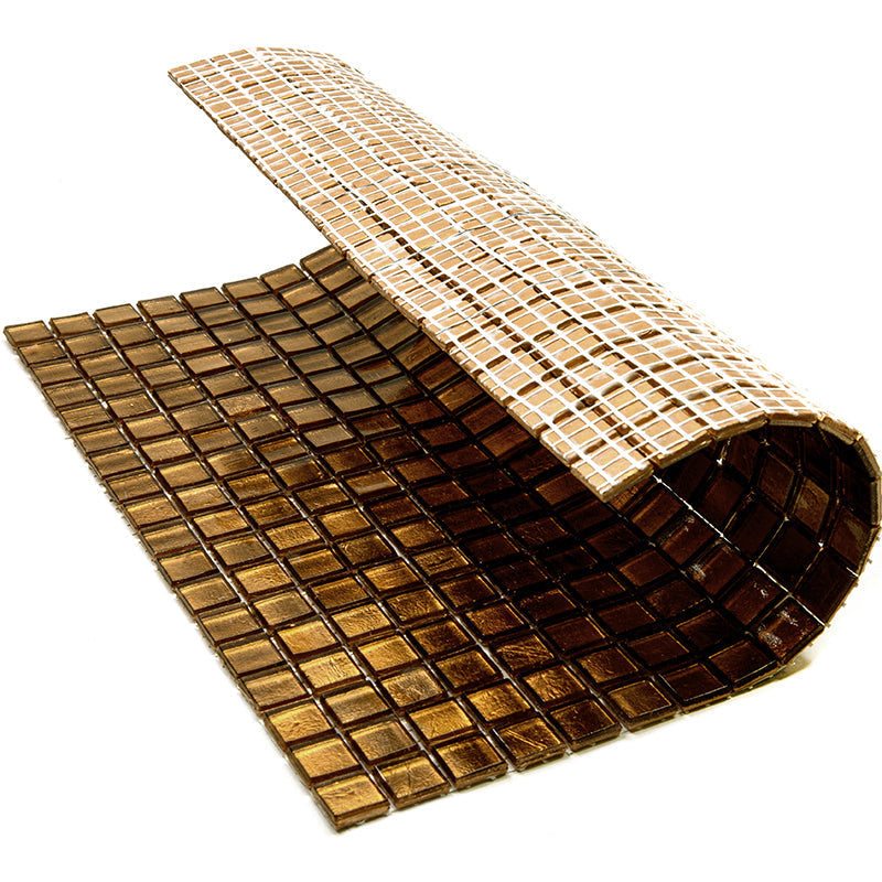 Goldenrod Brown 12x12 Glossy Uniform Square Glass Mosaic Tile (20 pack, 18.69 sq ft/case)