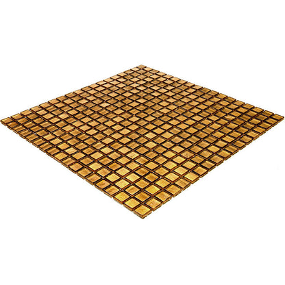 Goldenrod Brown 12x12 Glossy Uniform Square Glass Mosaic Tile (20 pack, 18.69 sq ft/case)