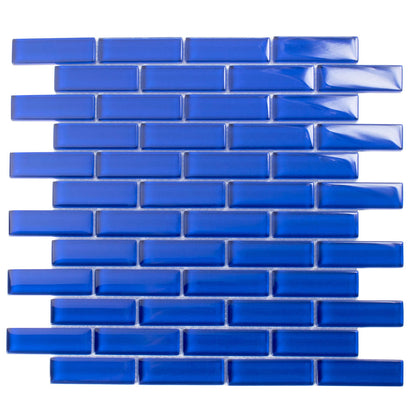 Cobalt Blue 12x12 Glossy Brick Glass Mosaic Tile (5 pack, 4.92 sq ft/case)