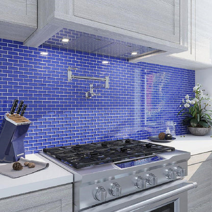 Cobalt Blue 12x12 Glossy Brick Glass Mosaic Tile (5 pack, 4.92 sq ft/case) - Sample