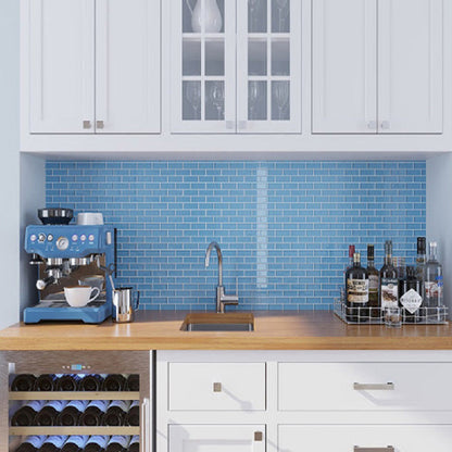 Sky Blue 12x12 Glossy Brick Glass Mosaic Tile (5 pack, 4.92 sq ft/case) - Sample