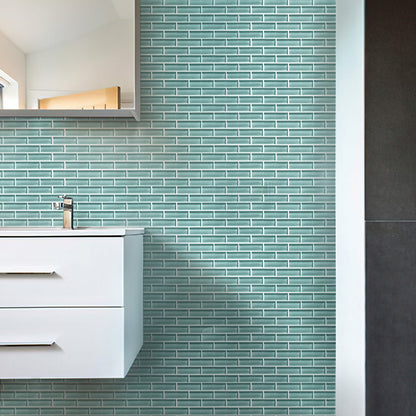 Sky Blue 12x12 Glossy Brick Glass Mosaic Tile (5 pack, 4.92 sq ft/case) - Sample