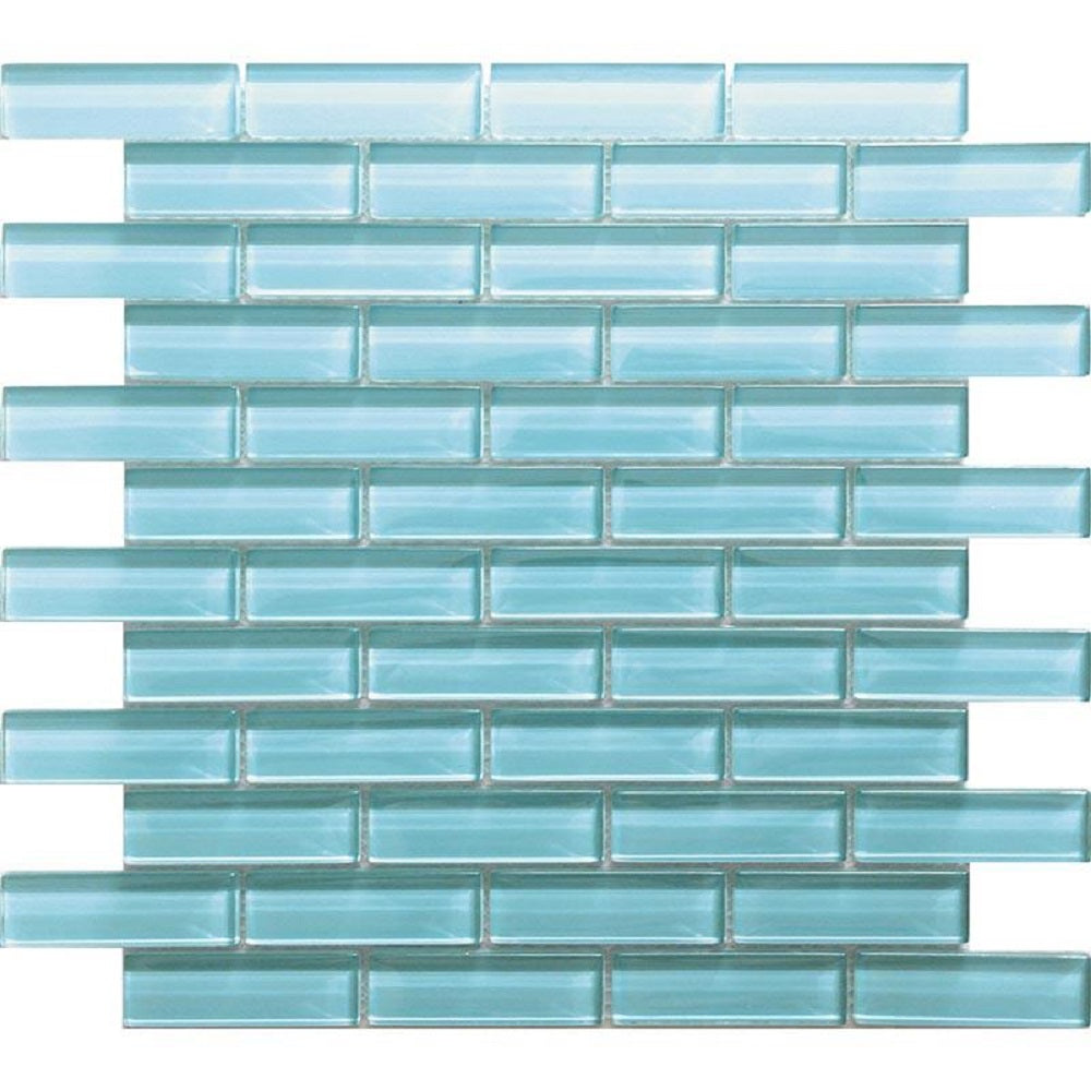 Sky Blue 12x12 Glossy Brick Glass Mosaic Tile (5 pack, 4.92 sq ft/case) - Sample