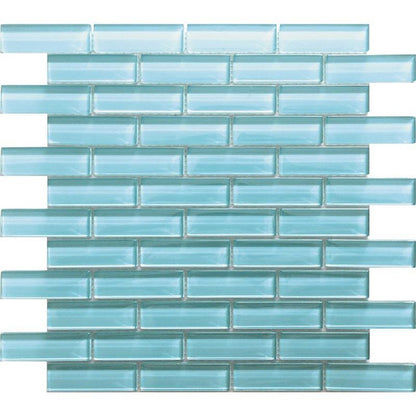 Sky Blue 12x12 Glossy Brick Glass Mosaic Tile (5 pack, 4.92 sq ft/case) - Sample