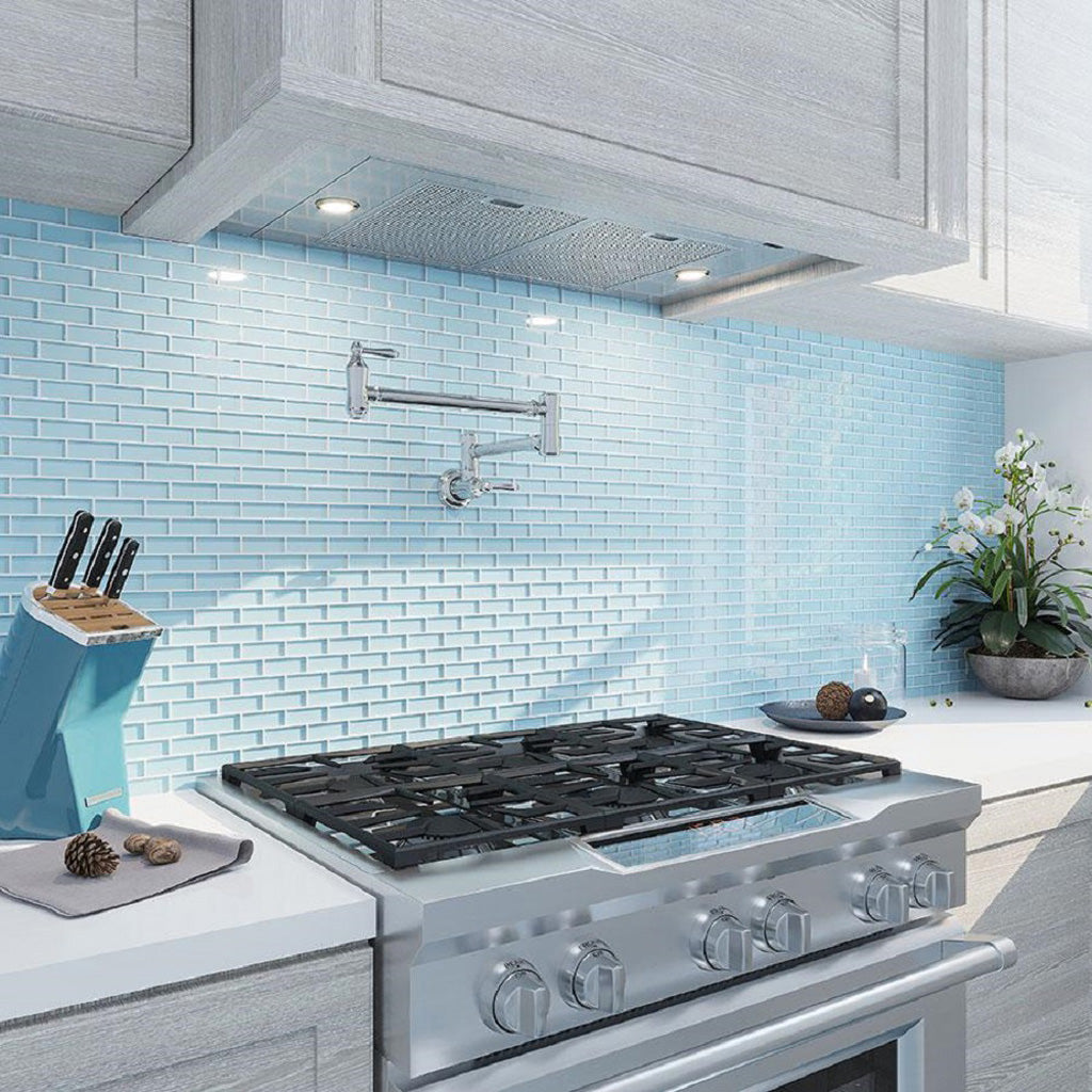 Sky Blue 12x12 Glossy Brick Glass Mosaic Tile (5 pack, 4.92 sq ft/case) - Sample