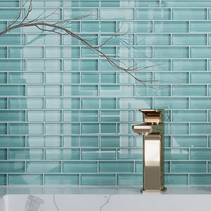 Sky Blue 12x12 Glossy Brick Glass Mosaic Tile (5 pack, 4.92 sq ft/case)