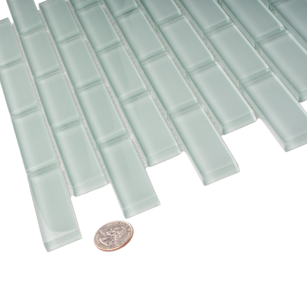 Blizzard Blue 12x12 Glossy Brick Glass Mosaic Tile (5 pack, 4.92 sq ft/case)