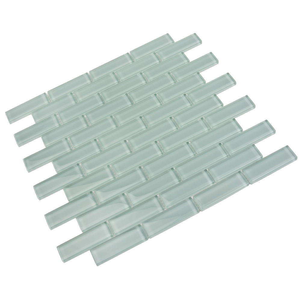Blizzard Blue 12x12 Glossy Brick Glass Mosaic Tile (5 pack, 4.92 sq ft/case)