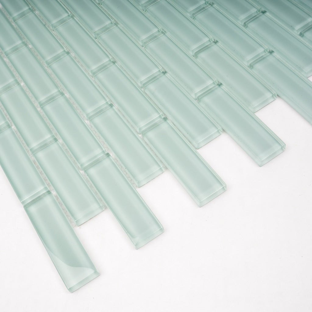 Blizzard Blue 12x12 Glossy Brick Glass Mosaic Tile (5 pack, 4.92 sq ft/case)