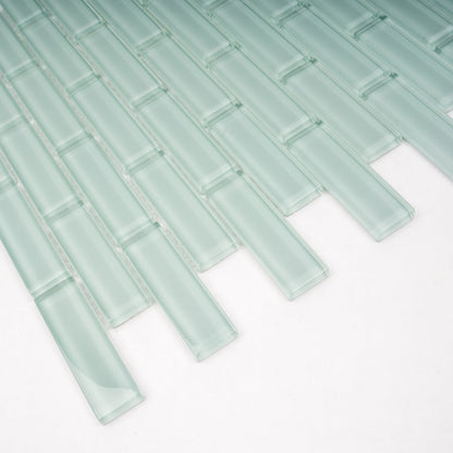 Blizzard Blue 12x12 Glossy Brick Glass Mosaic Tile (5 pack, 4.92 sq ft/case)