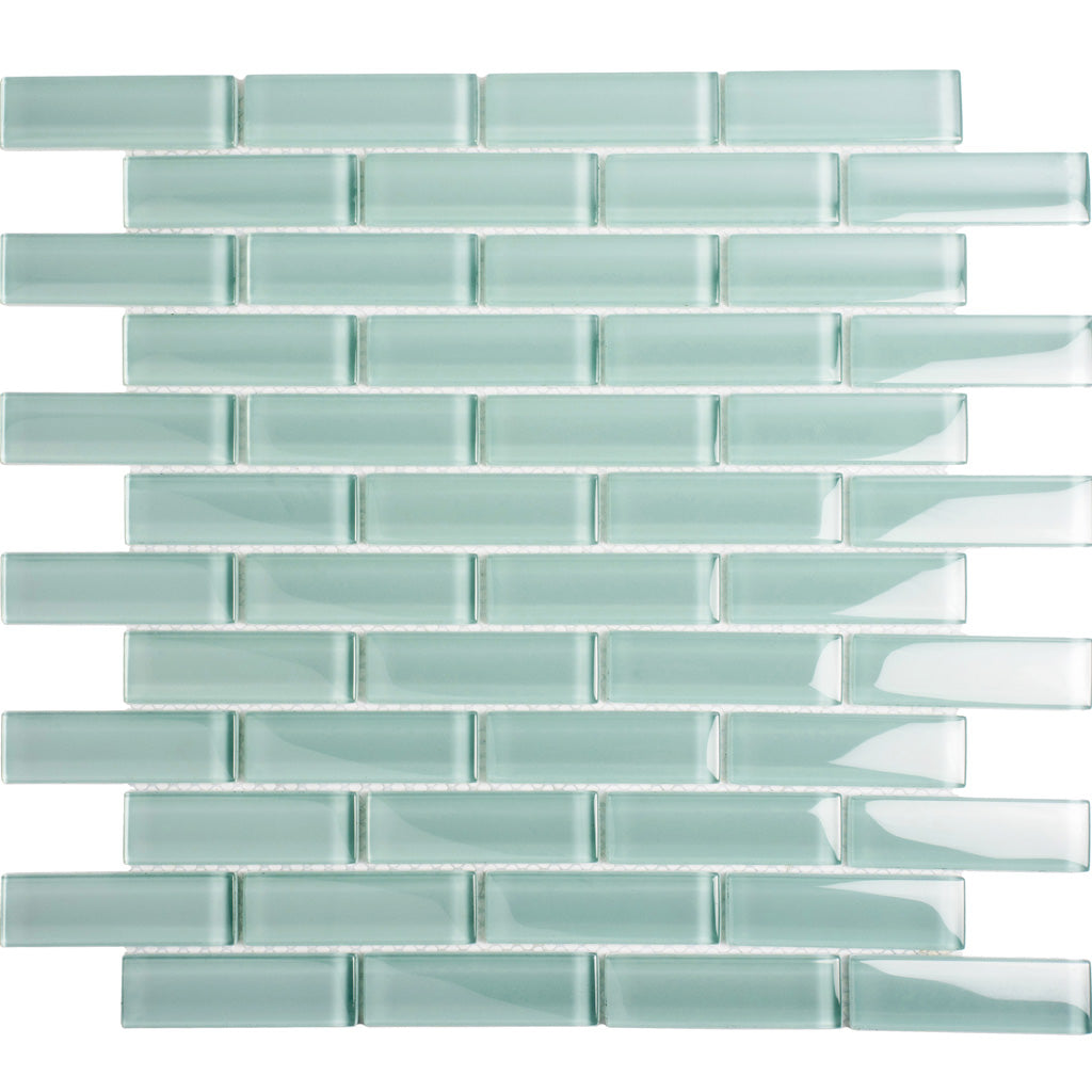 Blizzard Blue 12x12 Glossy Brick Glass Mosaic Tile (5 pack, 4.92 sq ft/case)
