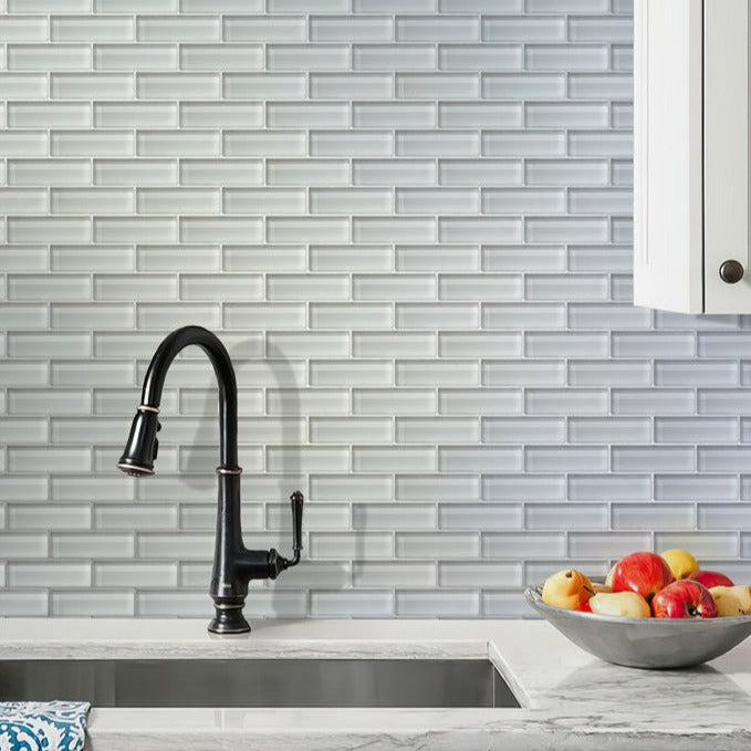 White 12x12 Glossy Brick Glass Mosaic Tile (5 pack, 4.92 sq ft/case)