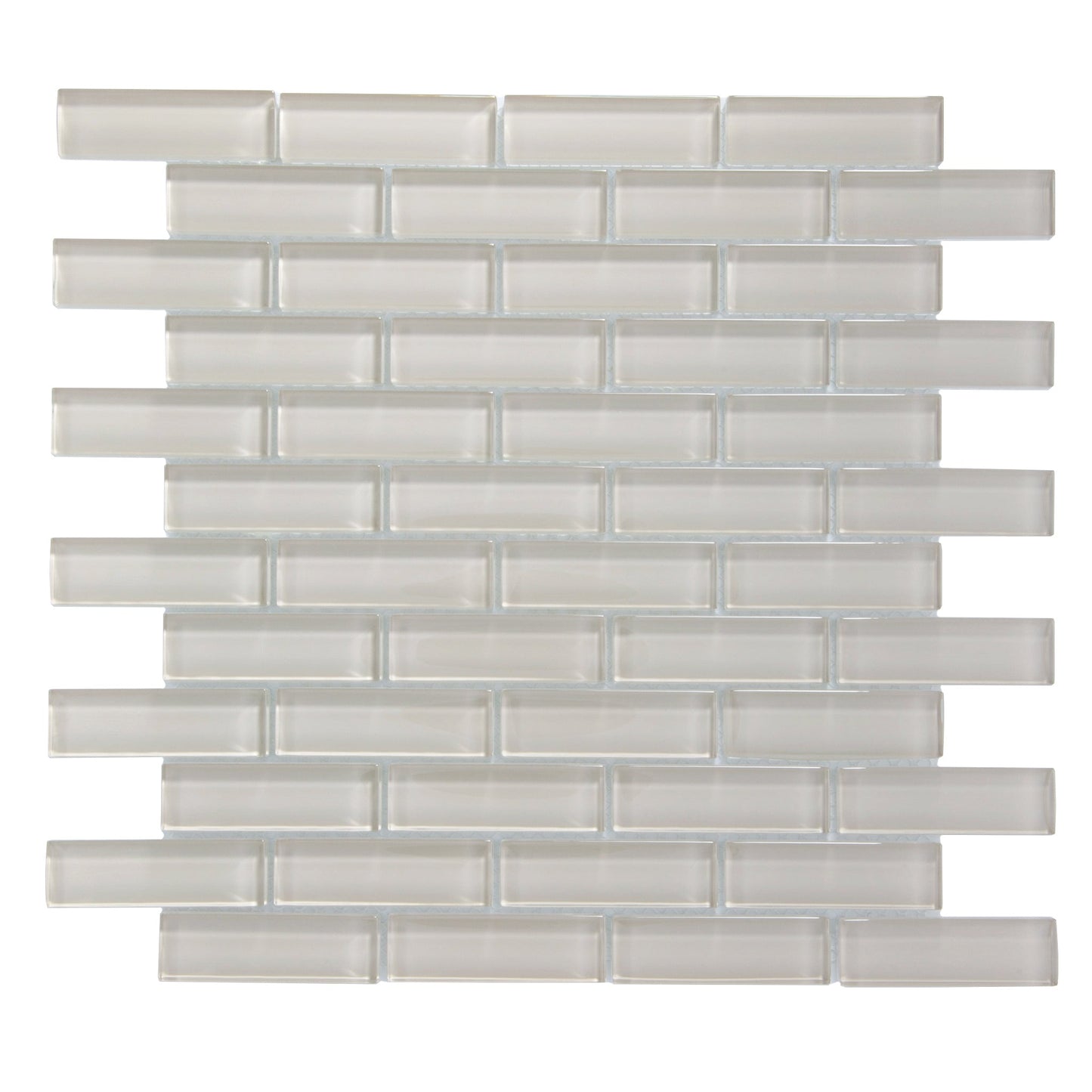 Light Taupe Beige 12x12 Glossy Brick Glass Mosaic Tile (5 pack, 4.92 sq ft/case) - Sample