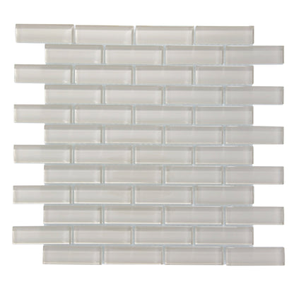Light Taupe Beige 12x12 Glossy Brick Glass Mosaic Tile (5 pack, 4.92 sq ft/case) - Sample