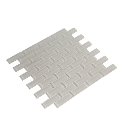 Light Taupe Beige 12x12 Glossy Brick Glass Mosaic Tile (5 pack, 4.92 sq ft/case)