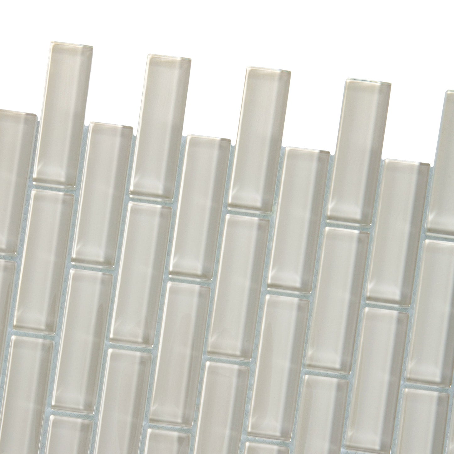 Light Taupe Beige 12x12 Glossy Brick Glass Mosaic Tile (5 pack, 4.92 sq ft/case) - Sample