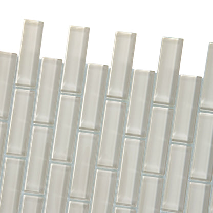 Light Taupe Beige 12x12 Glossy Brick Glass Mosaic Tile (5 pack, 4.92 sq ft/case)