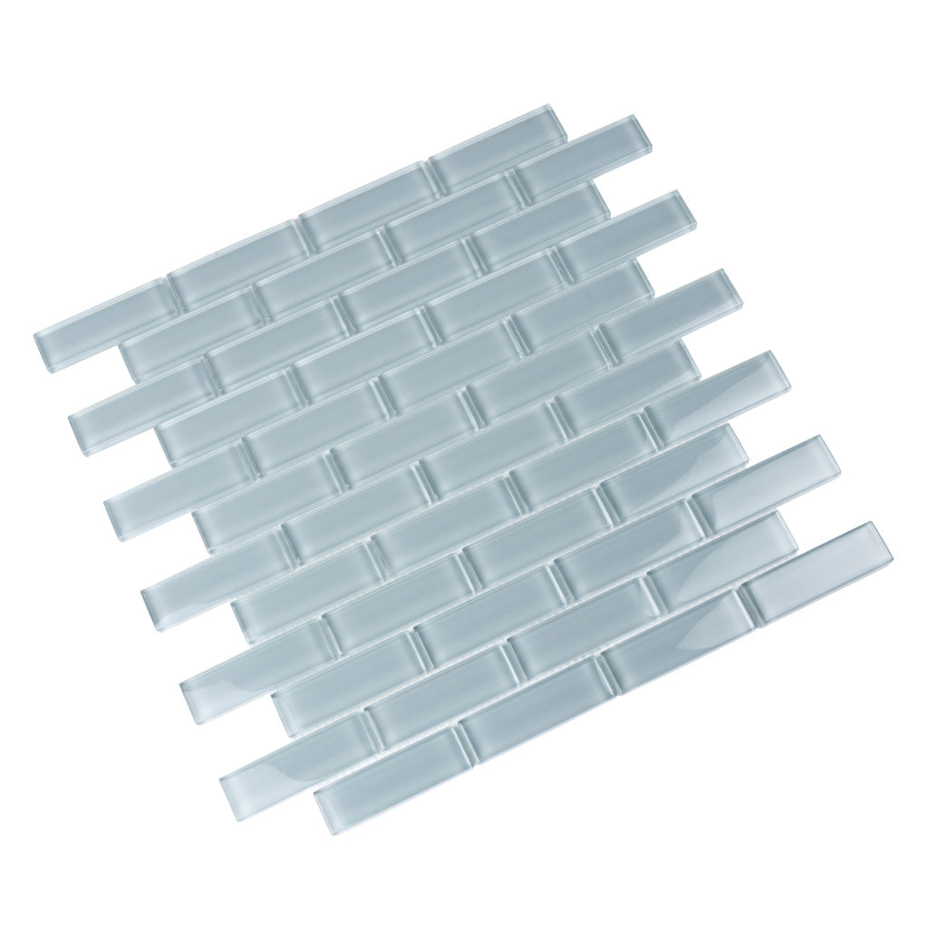 Gray 12x12 Glossy Brick Glass Mosaic Tile (5 pack, 4.92 sq ft/case)